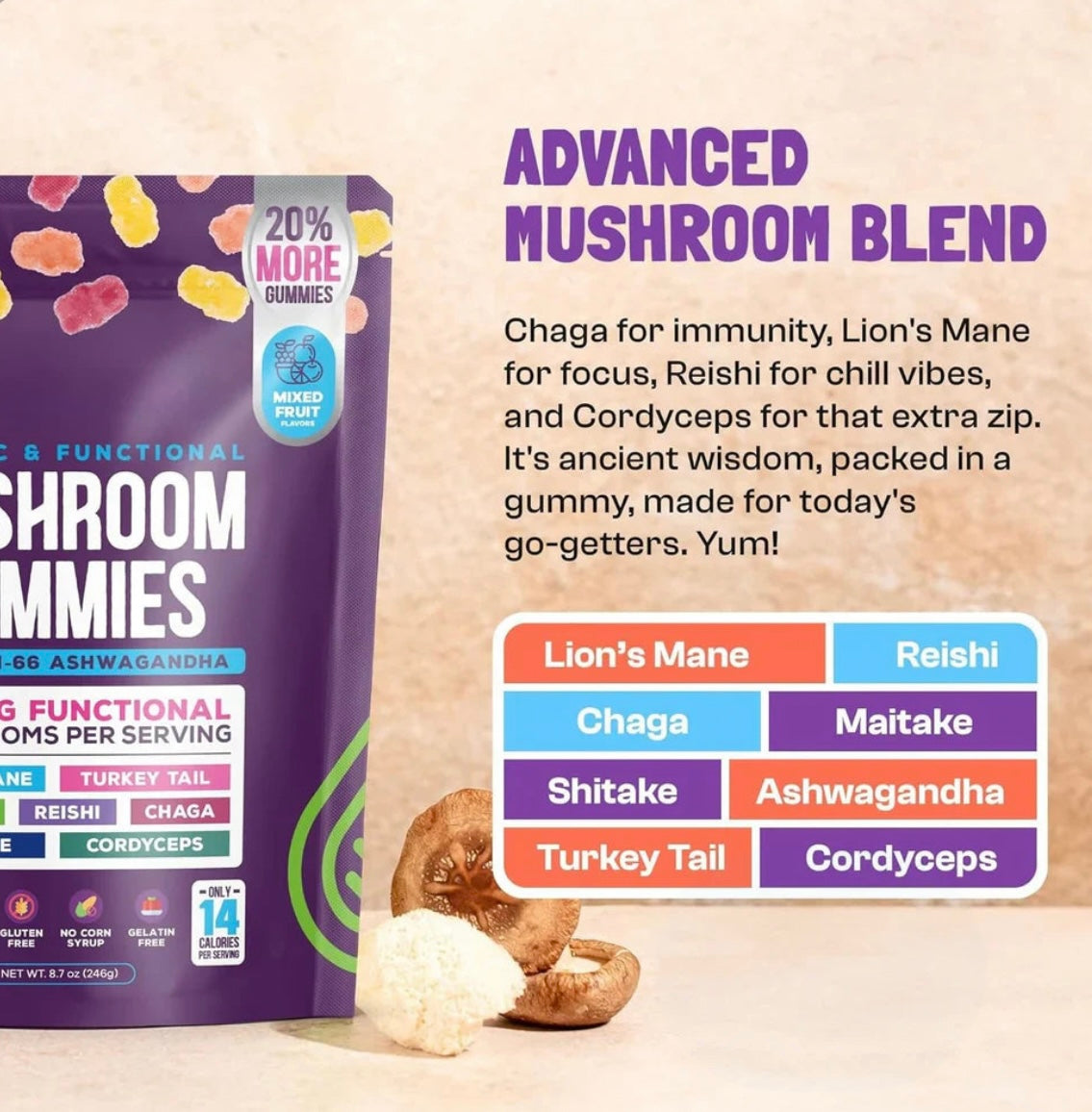 Mushroom Gummies - 100% Organic Supplement image 1