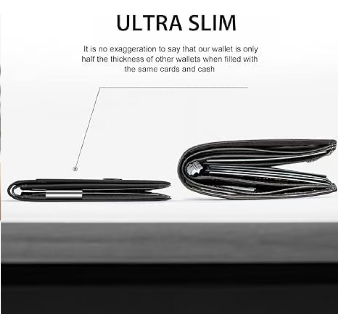 Men's Slim Leather RFID Blocking Wallet - Minimalist Carbon Fiber Bifold image 1