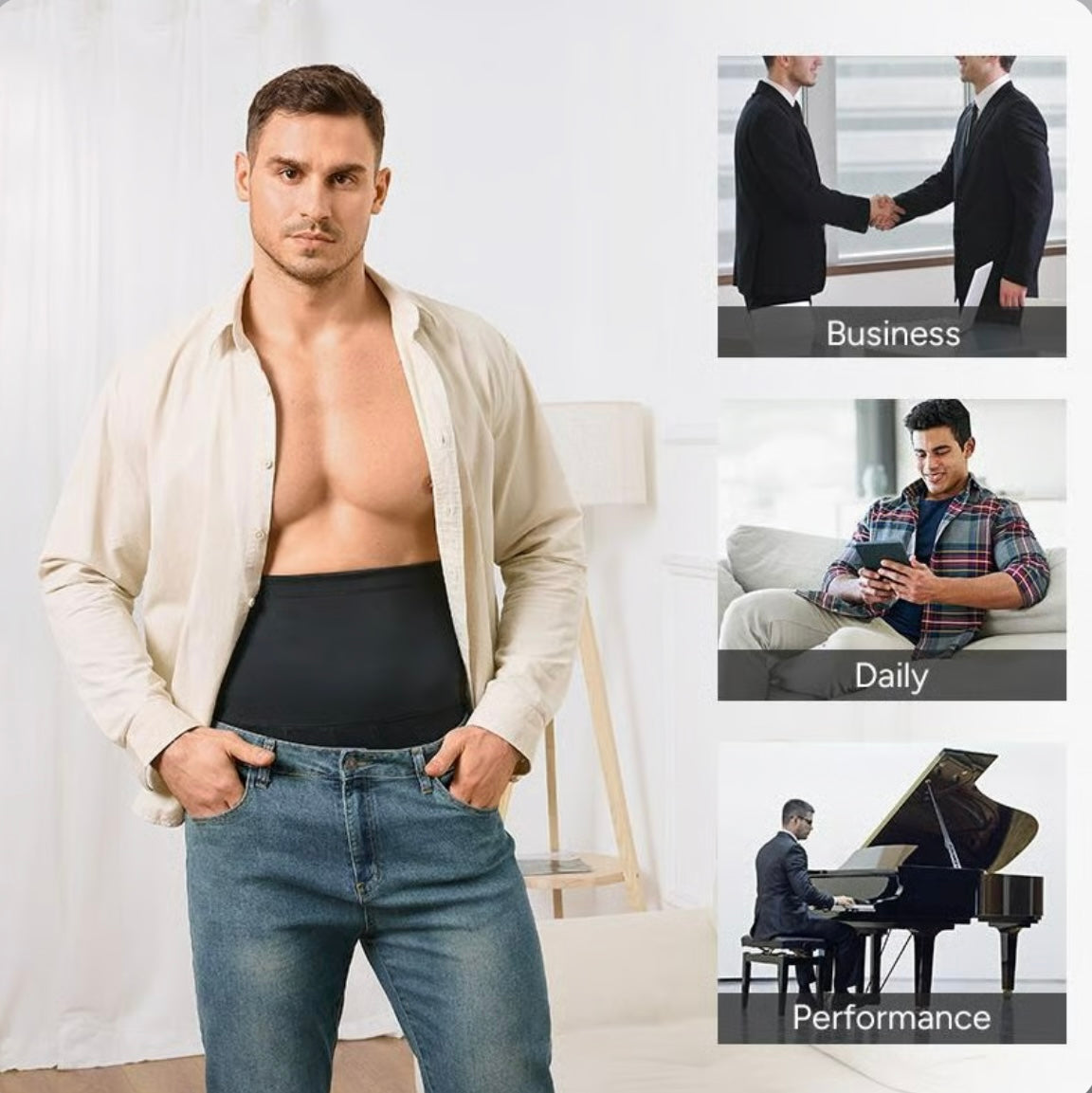 Men's High Waist Shapewear Boxer Briefs image 3
