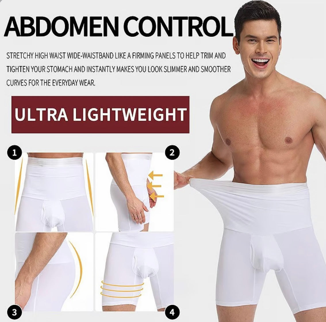 Men's High Waist Shapewear Boxer Briefs image 1