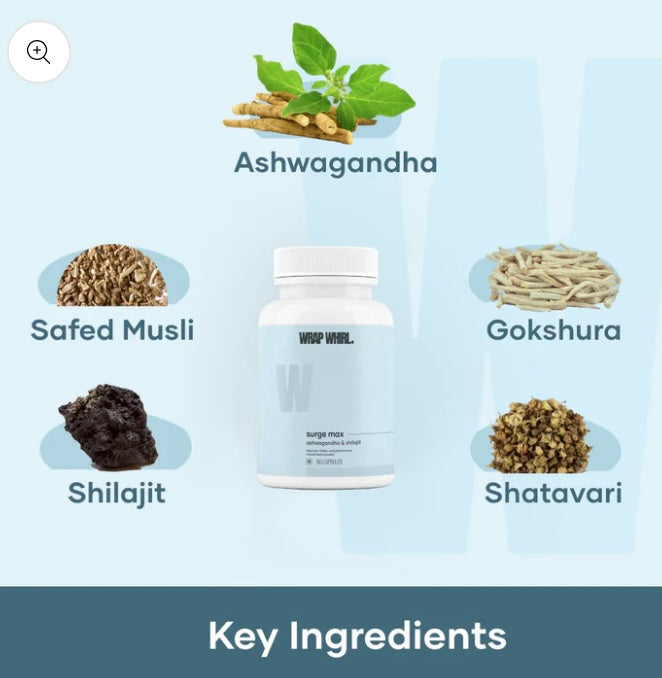 Wrap Whirl Natural Ashwagandha Caps: Powered with Shilajit & Safed Musli image 1