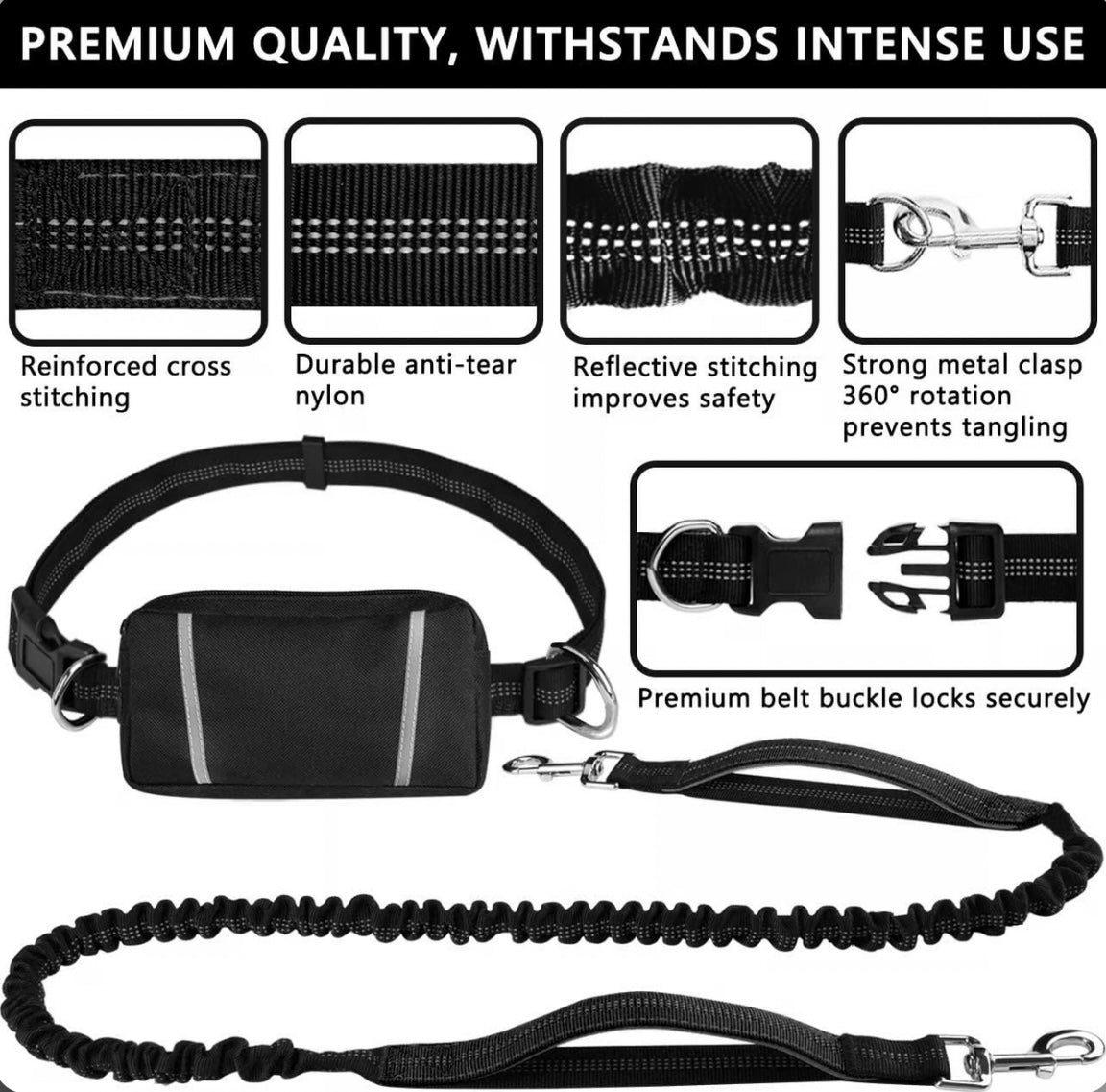 Hands Free Dog Leash with Zipper Pouch image 1