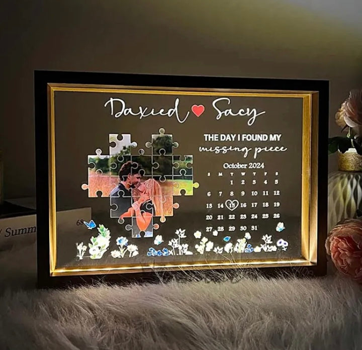The Day I Found My Missing Piece Light Frame Personalized Gift image 0