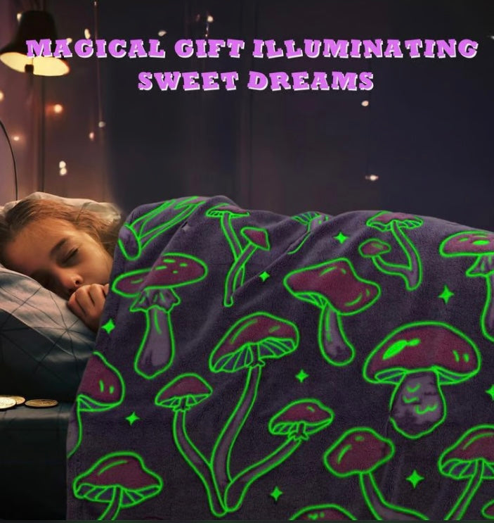 Glow in the Dark Cute Mushroom Blanket image 2