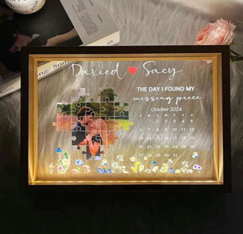 The Day I Found My Missing Piece Light Frame Personalized Gift image 1