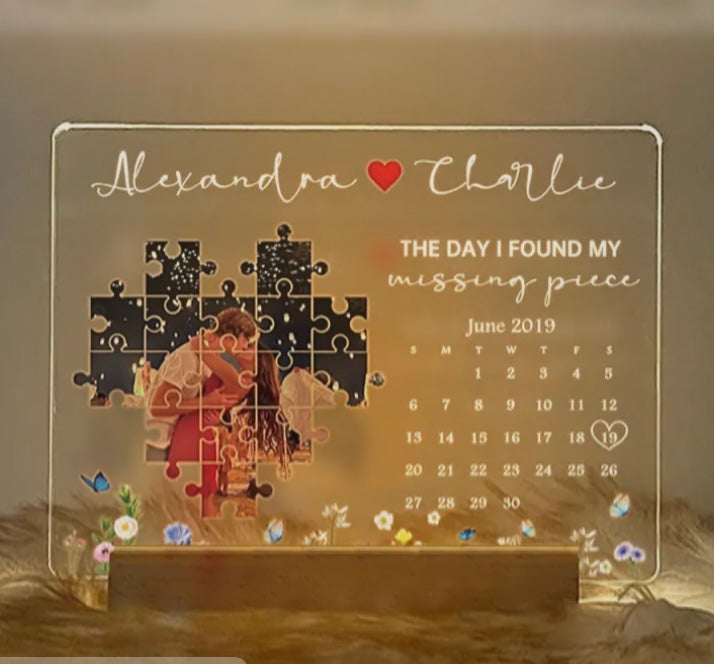 The Day I Found My Missing Piece Light Frame Personalized Gift image 2