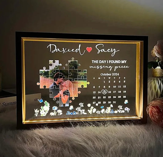 The Day I Found My Missing Piece Light Frame Personalized Gift image 0