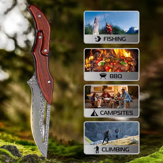 Damascus Steel Folding Knife image 0